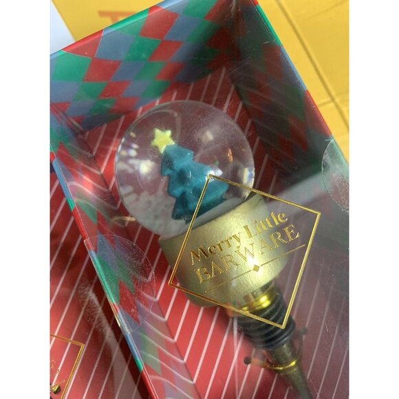 Merry Little Barware Wine Bottle Stopper Lot of 2 Christmas Trees - Picture 4 of 4